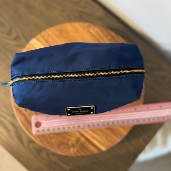 Kate Spade New York Navy Nylon Cosmetic Pouch - Travel Makeup Bag - Picture 11 of 12